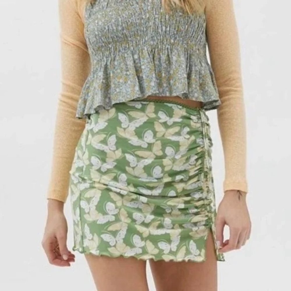 Urban Outfitters Green Butterfly Mini Skirt
